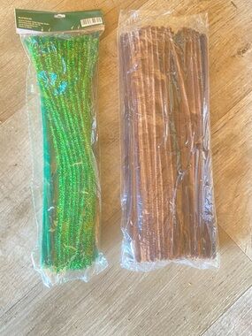 Source Unknown Green and Brown Glitter Craft Stems